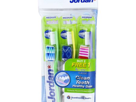 Jordan Classic Medium Toothbrush 3pcs pack Supply