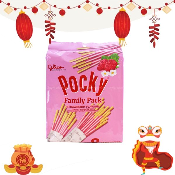 Glico Pocky Biscuit Stick Family Pack Strawberry Flavour 21g x 8 For Discount