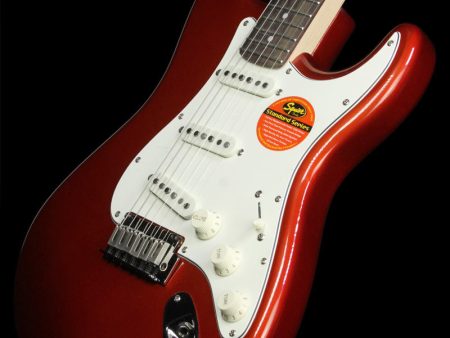 Used Squier by Fender Standard Stratocaster Electric Guitar Candy Apple Red For Cheap