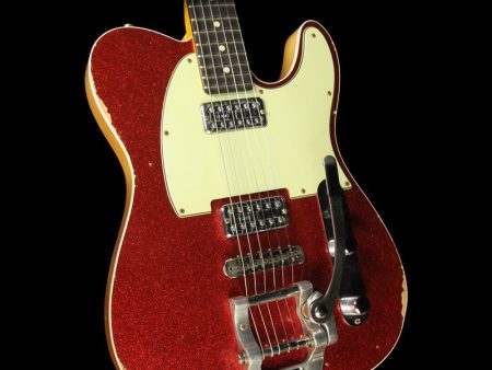 Fender Custom Shop TV Jones Telecaster Relic Red Sparkle Top and Tinted Okume Body Online Hot Sale