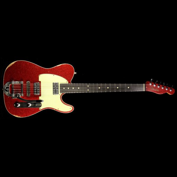 Fender Custom Shop TV Jones Telecaster Relic Red Sparkle Top and Tinted Okume Body Online Hot Sale